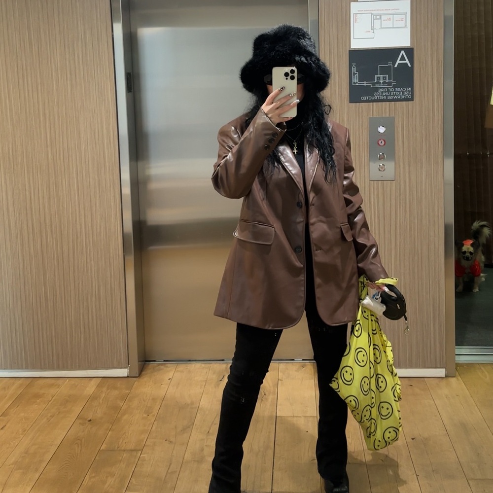 Commense Brown oversized blazer with pockets